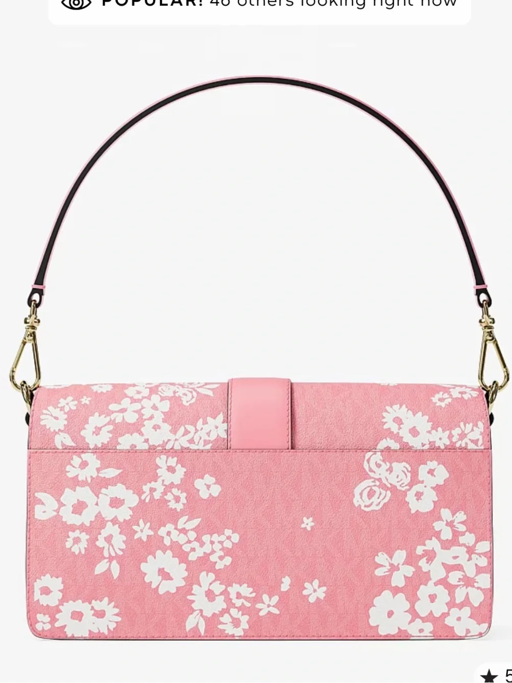 MICHAEL KORS Greenwich Md Printed Signature Logo Convertible Shoulder Carnation